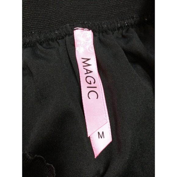 Magic Black Whimsigoth Skirt Dark Floral Embroidery Mesh Overlay Size M Pull On - Picture 6 of 8